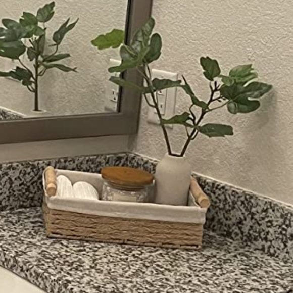 Set OF 2 Beige Rope Wicker Storage Baskets with Handles Decorative Storage Bins - Picture 6 of 10